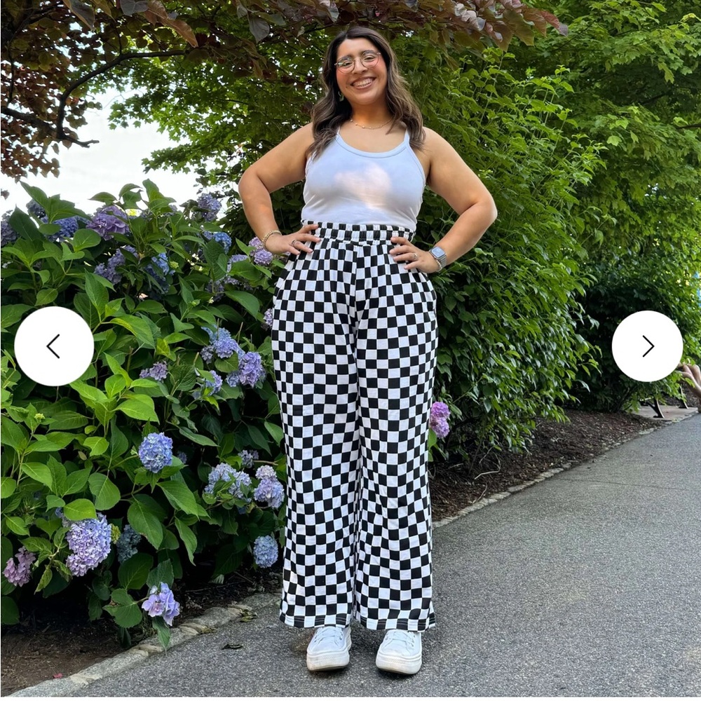 Shiny By Nature 29” inseam Be Yourself Pants-  black checker